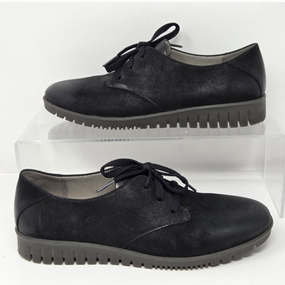 Dansko LIBBIE Lace-Up Oxfords Sz 38 US 8 Soft Black Leather Comfort Shoes Padded